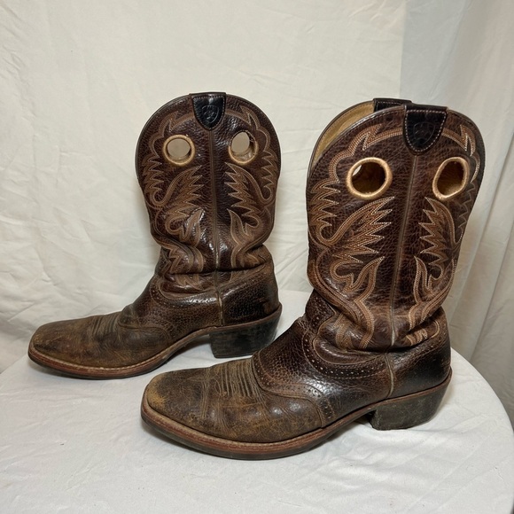 Ariat Men's Heritage Roughstock Oiled Brown Rowdy Square Toe Buckaroo Boots - 12 - Picture 4 of 9